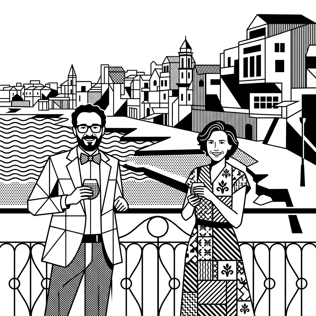 Minimal black and white illustration